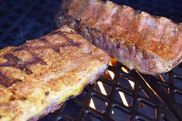 Searing the ribs prior to Sun Oven cooking