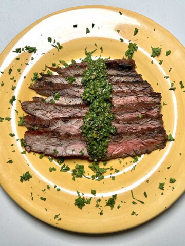 Grilled marinated steak with chimichurri sauce recipe