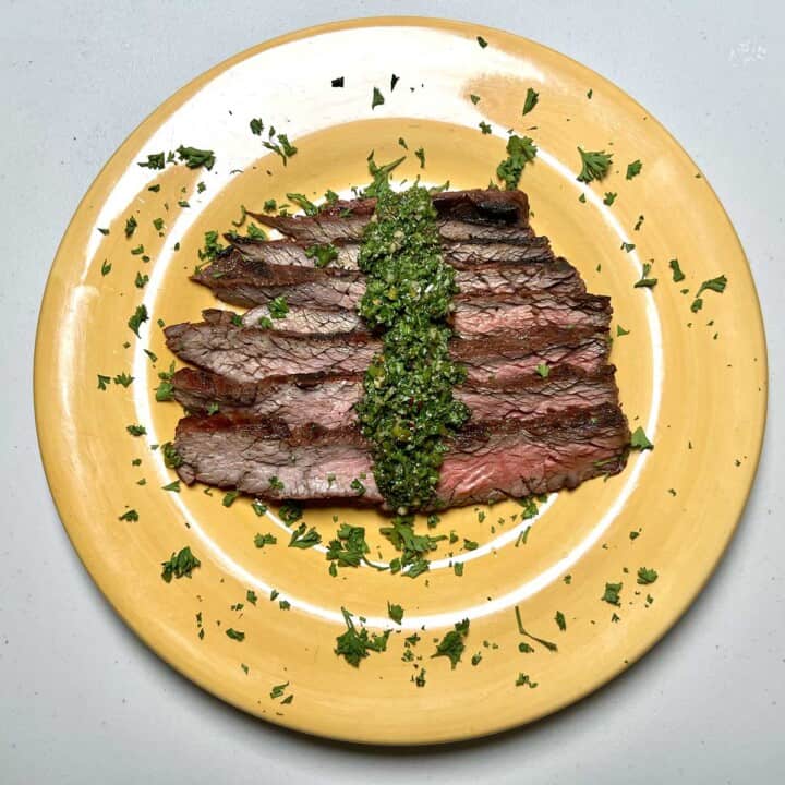 Grilled marinated steak with chimichurri sauce recipe