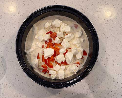 Add bell pepper and the cream cheese