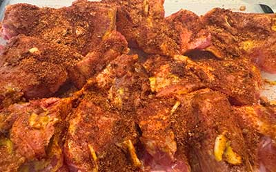 Rub the bbq rub on the meat