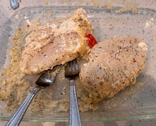 Shred chicken breast