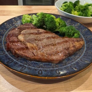 Ribeye steak on a gas grill