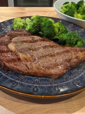 Ribeye steak on a gas grill
