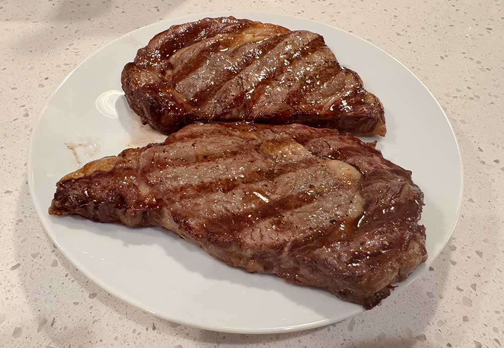 Ribeye steak fresh off gas grill