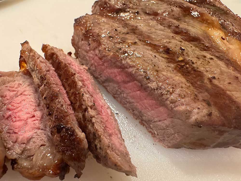 Ribeye steak cooked medium