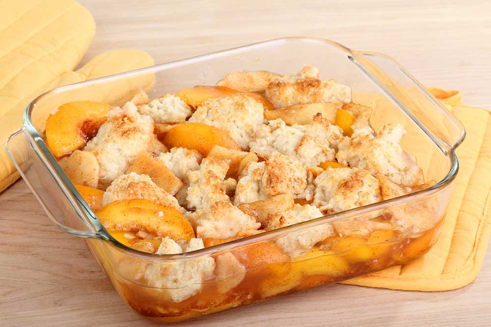 Solar oven peach cobbler