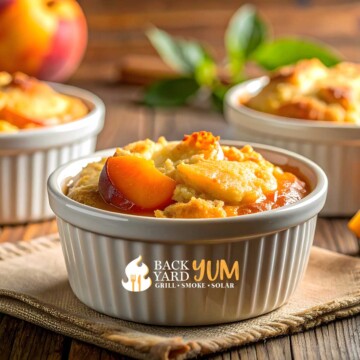 Individual peach cobblers