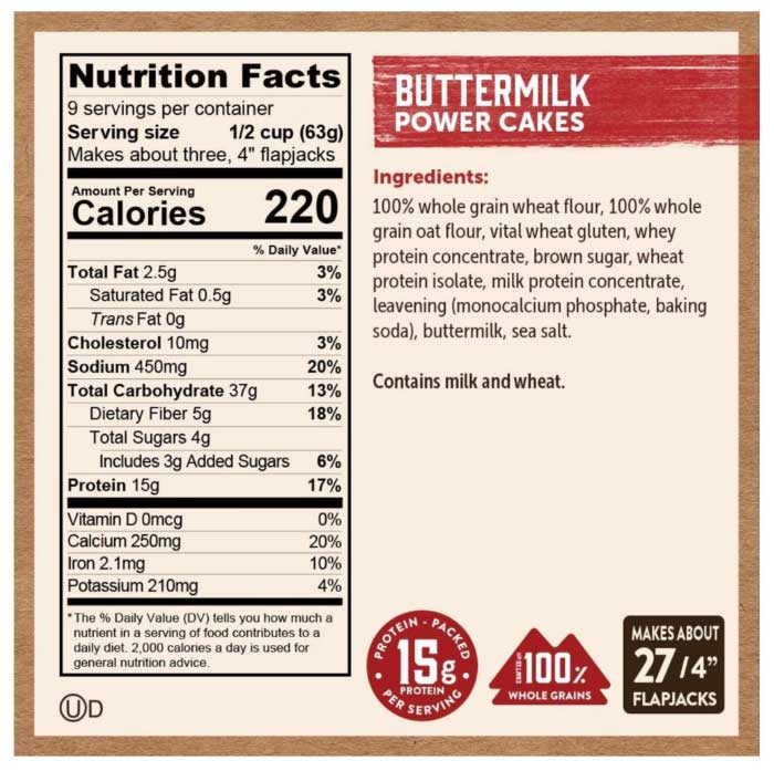 Kodiak Cakes Protein-Packed Flapjack and Waffle Mix Nutritional Info